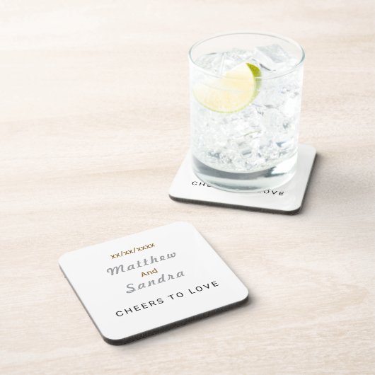 Elegant White Minimalist Wedding Table Drink コースター (右側)