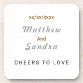 Elegant White Minimalist Wedding Table Drink コースター (正面)