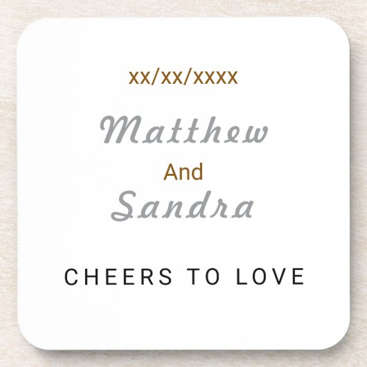 Elegant White Minimalist Wedding Table Drink コースター (正面)