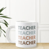 Elegant White Mug with 'Teacher' in Pastel Colors ジャンボコーヒーマグカップ