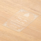 Elegant White Muslim Wedding アクリル招待状 (レイダウン)