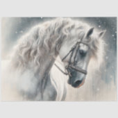 Elegant White Mystical Fairytale Horse Decoupage 薄葉紙 (正面)