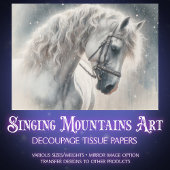 Elegant White Mystical Fairytale Horse Decoupage 薄葉紙