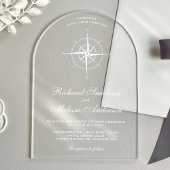 Elegant White Nautical Compass Wedding アクリル招待状