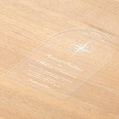 Elegant White Nautical Compass Wedding アクリル招待状 (レイダウン)