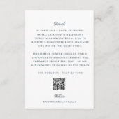 Elegant White Navy Back QR Code Wedding Details エンクロージャーカード (正面)