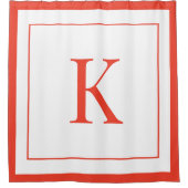 Elegant White & Orange Initial Monogram  シャワーカーテン (正面)