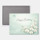 Elegant White Orchid Birthday  マグネット (正面/裏面)