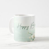 Elegant White Orchid Birthday Mug コーヒーマグカップ (正面左)