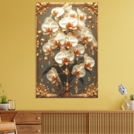 Elegant White Orchid Bouquet キャンバスプリント