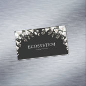 Elegant White Orchid Calla Lily Black Silver Frame マグネット名刺 (インサイチュ)