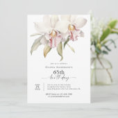 Elegant White Orchids Floral 65th Birthday 招待状 (スタンド正面)
