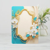 Elegant White Orchids Gold Frame 招待状 (スタンド正面)