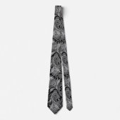 Elegant White Paisley On Black Background ネクタイ (正面)