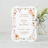 Elegant White & Peach  Floral Wedding invitations 招待状 (スタンド正面)
