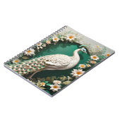 "Elegant White Peacock" Watercolor Spiral Notebook ノートブック (左側)