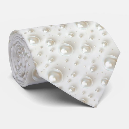 Elegant White Pearls Luxe Aesthetics Necktie ネクタイ (ロール)