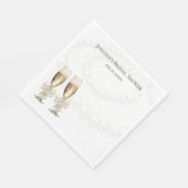 Elegant White Pearls & Prosecco Bridal Shower スタンダードランチョンナプキン (角)