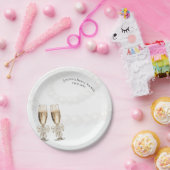 Elegant White Pearls & Prosecco Bridal Shower  ペーパープレート (パーティー)