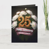 Elegant White Peonies 25th Wedding Anniversary カード (正面)