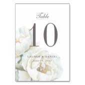 Elegant White Peonies Wedding Table Number テーブルナンバー (裏面)