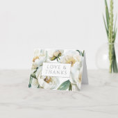 Elegant White Peonies Wedding Thank You サンキューカード (正面)