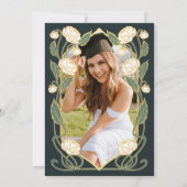 Elegant White Peony Art Nouveau Graduation Party 招待状 (裏面)