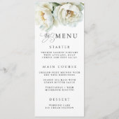 Elegant White Peony Floral Wedding Menu メニュー (正面)