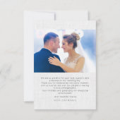Elegant White Photo Arch Crest Wedding Thank You サンキューカード (裏面)