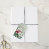 Elegant White Pink Christmas Poinsettias  ギフトタグ (より糸付き)