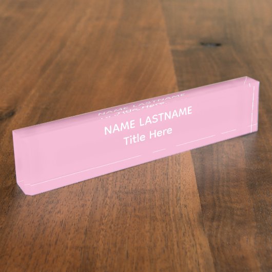 Elegant white & pink custom name Desk Nameplate デスクネームプレート (側面)