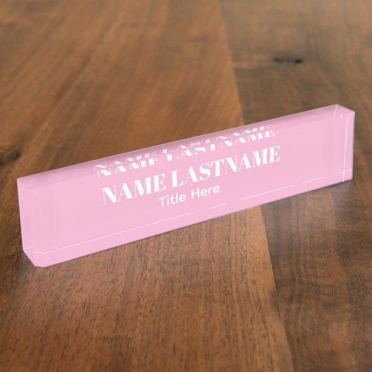 Elegant white & pink custom name Desk Nameplate デスクネームプレート (側面)