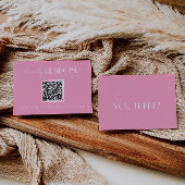 Elegant White Pink Minimalist QR Code Wedding 出欠カード