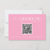 Elegant White Pink Minimalist QR Code Wedding 出欠カード (正面)