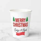 Elegant White Red Green Holiday Celebration Paper  紙コップ (裏面)