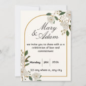 Elegant White Rose Arch Wedding Invitation 招待状 (正面)