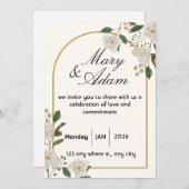 Elegant White Rose Arch Wedding Invitation 招待状 (正面/裏面)