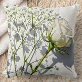 Elegant White Rose Baby's Breath クッション