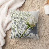 Elegant White Rose Baby's Breath クッション (ブランケット)