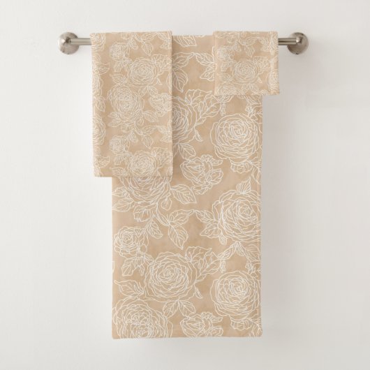 Elegant White Rose Bath Towel Set - Practical Gift バスタオルセット (インサイチュ)