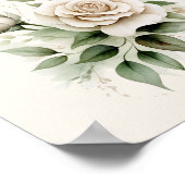 Elegant White Rose Botanical Greenery Neutral  ポスター (角)