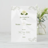 Elegant White Rose Floral Wedding Invita 招待状 (スタンド正面)