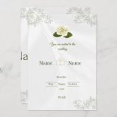 Elegant White Rose Floral Wedding Invita 招待状 (正面/裏面)