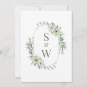 Elegant White Rose Floral Wedding Invitation with  招待状 (裏面)