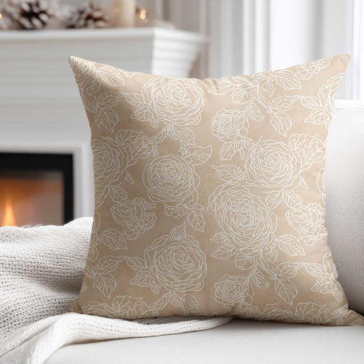Elegant White Rose Flower  クッション