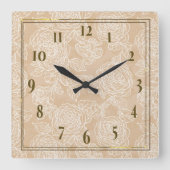 Elegant White Rose Flower Wall Clock スクエア壁時計 (正面)