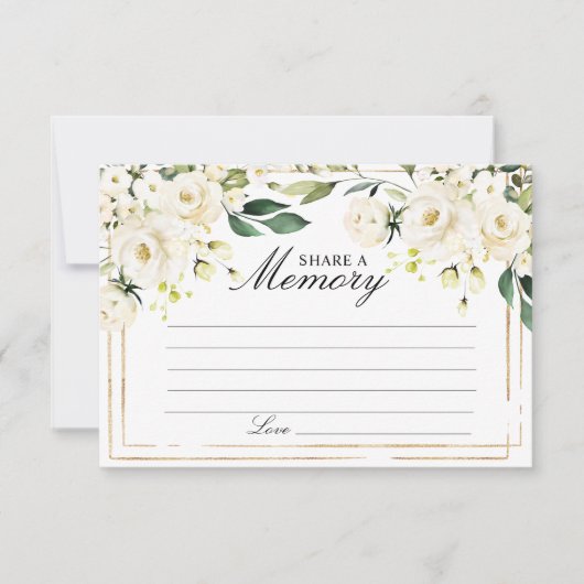 Elegant White Rose Funeral Share a Memory Card 出欠カード (正面)
