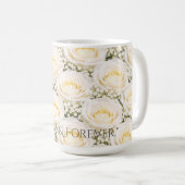 Elegant White Rose Personalized Name Mug コーヒーマグカップ (正面右)