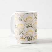 Elegant White Rose Personalized Name Mug コーヒーマグカップ (正面左)