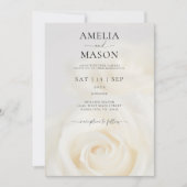 Elegant White Rose Script Wedding Invitation 招待状 (正面)